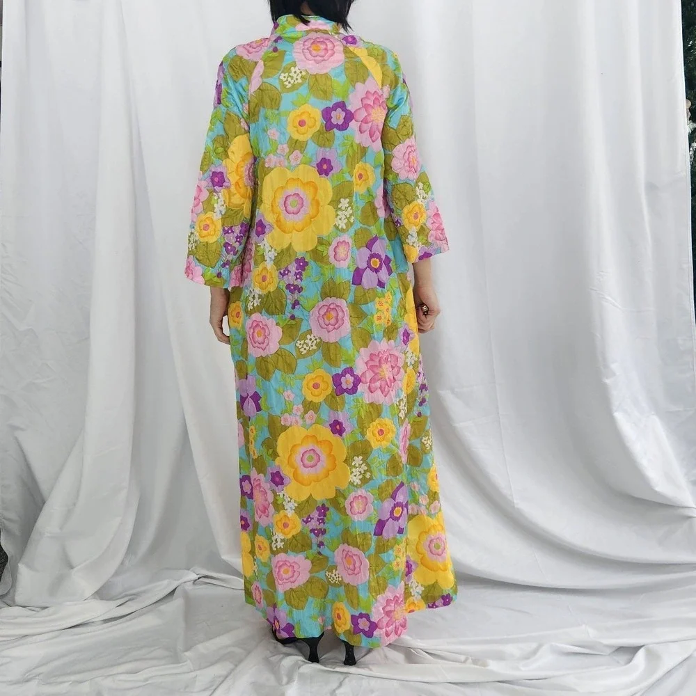 70s Flower Power Zip Front‎ Robe - Picture 3 of 4
